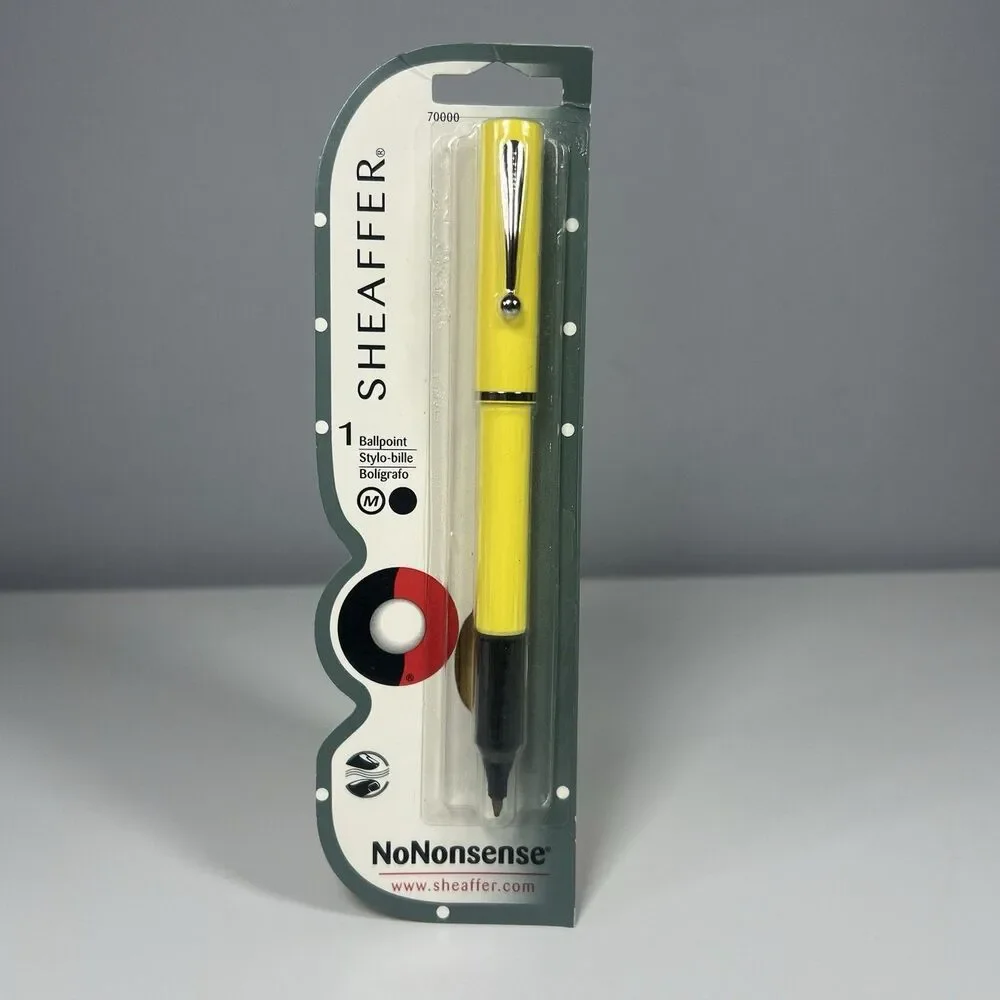 NEW NOS Vintage Sheaffer Yellow No Nonsense Medium Ball Point Pen Black Ink